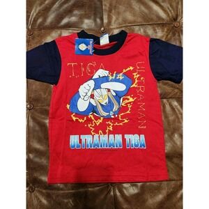 Ultraman Tiga Boys Baseball Style T-shirt NWT Size 8 Red & Navy Blue